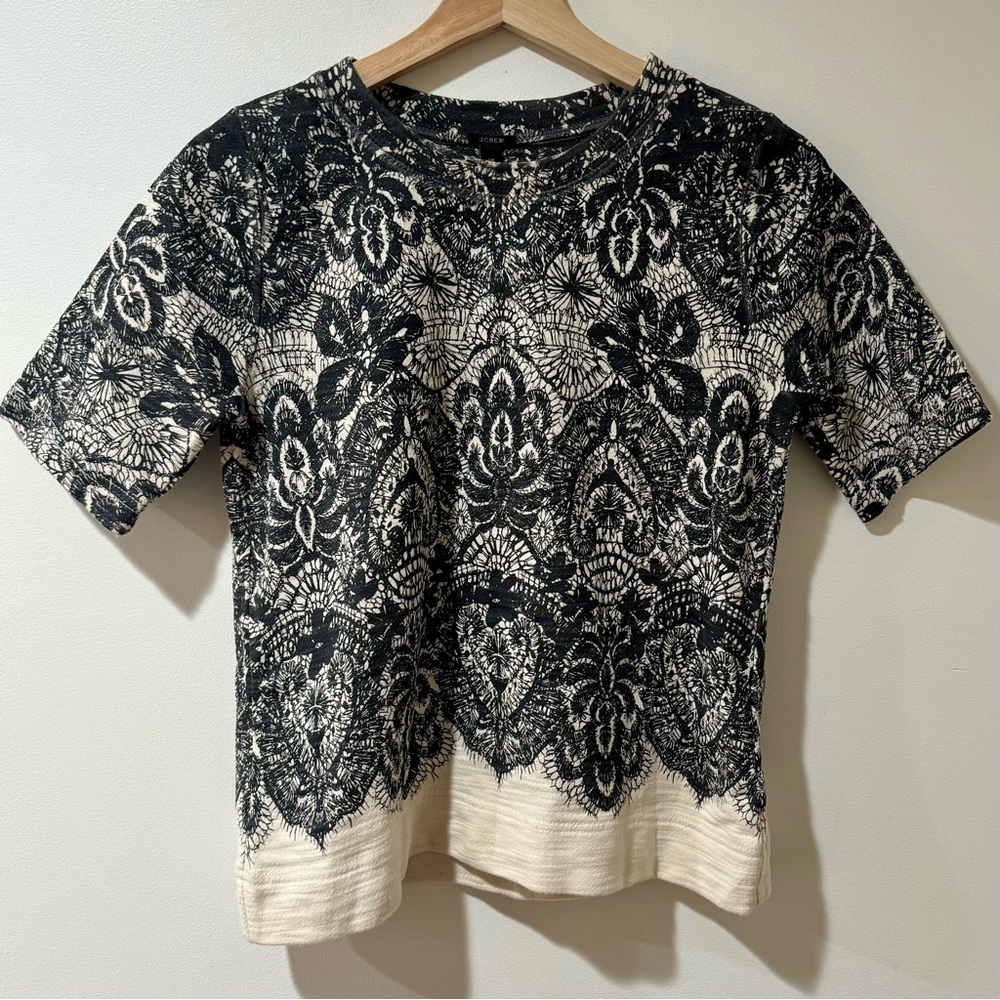 Black and White Heavyweight Short Sleeve Cotton XS J. Crew Top